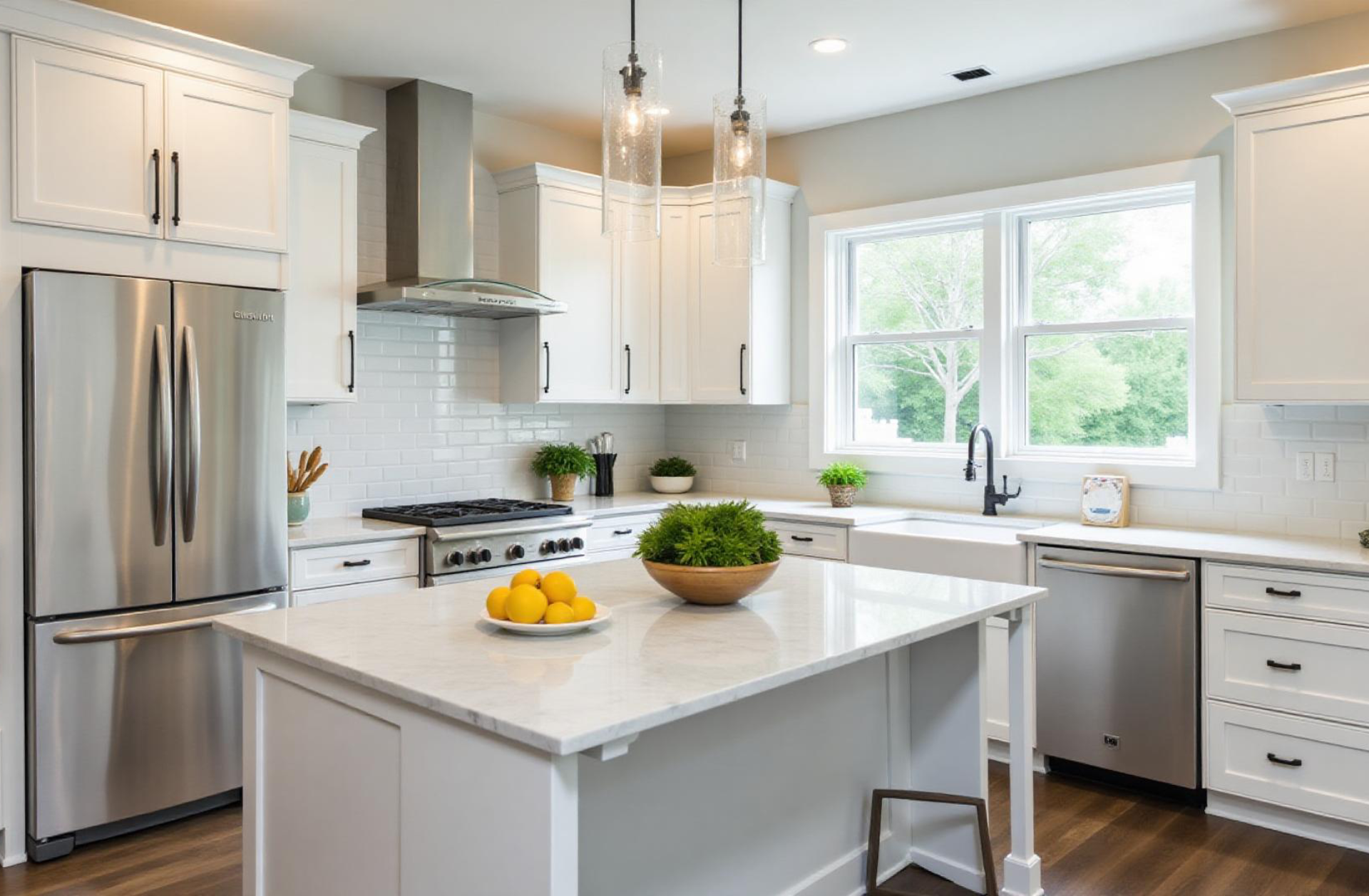 Spacious kitchen featuring natural light